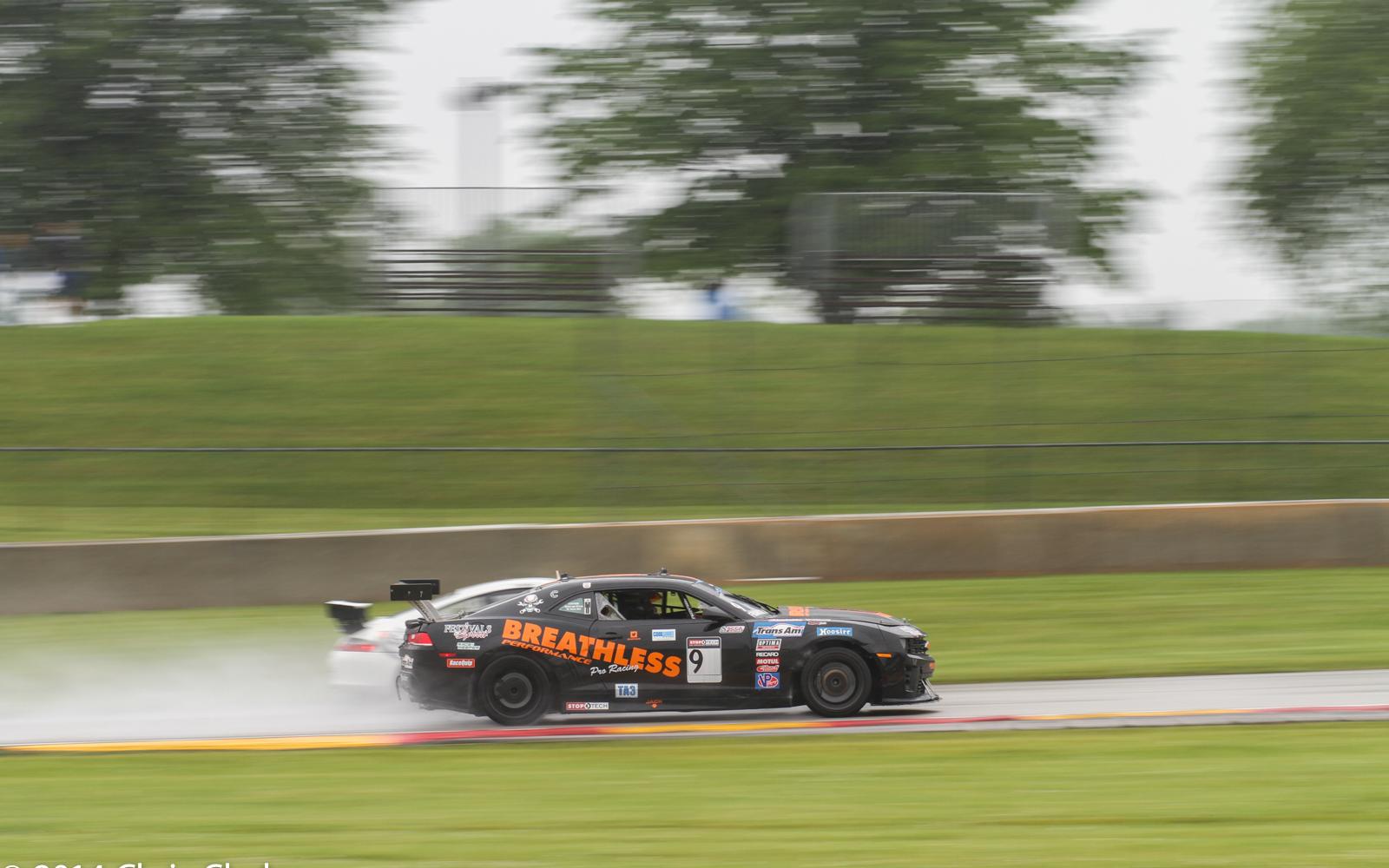  Limited number of cars brave wet surface at Road America for practice